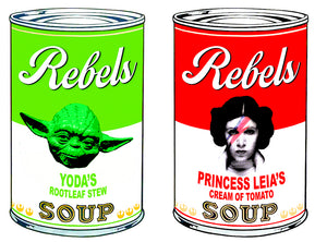 Rebels SOUP CAN Yoda's Rootleaf Stew and Princess leia cream of tomato duo 25% off