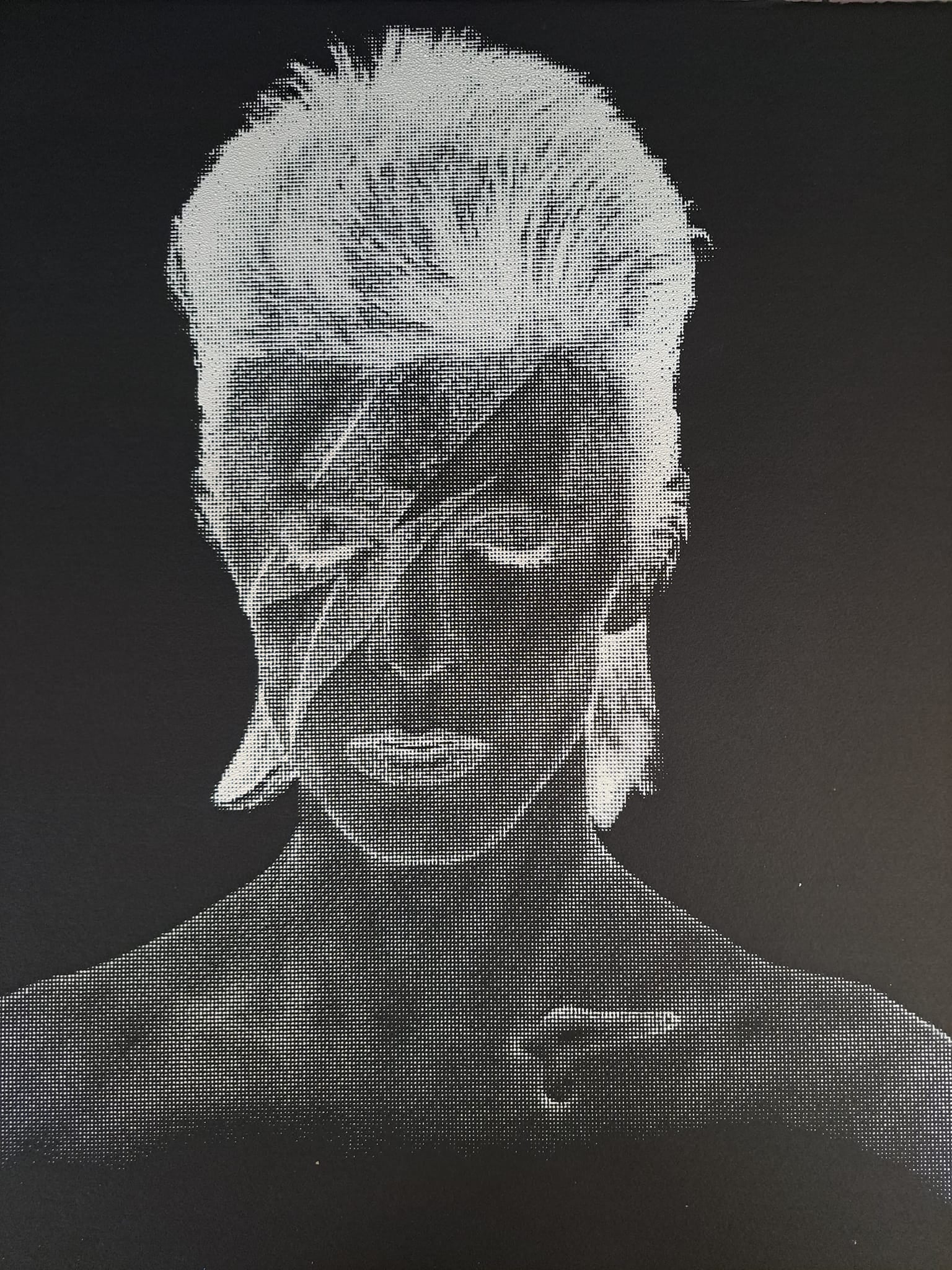 'Love Aladdin Sane' Bowie white on black hand made paper