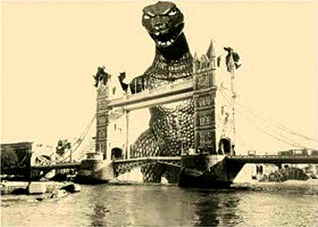 "Godzilla Gaia at Tower Bridge" 100 x 70 cm